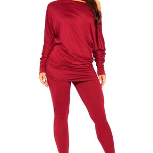 Chic Red Off-Shoulder Lounge Set